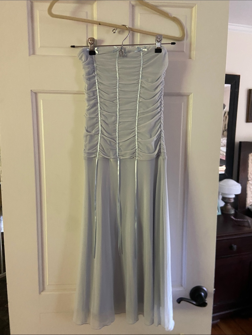 Urban outfitters Kimchi Blue Strapless Ruched Chiffon Midi Dress